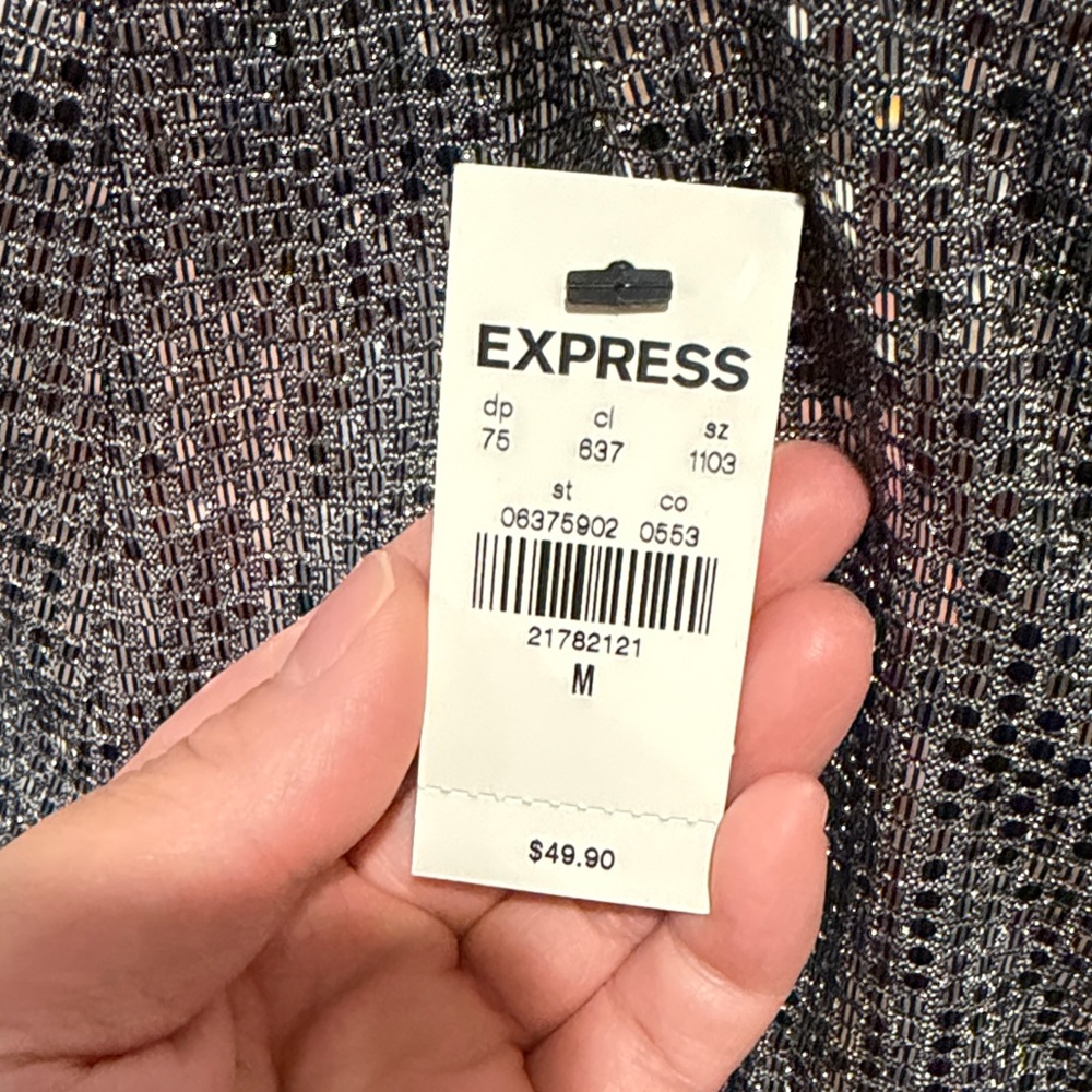 Express Gunmetal Sequin V-Neck Spaghetti Strap Camisole - Picture 3 of 3